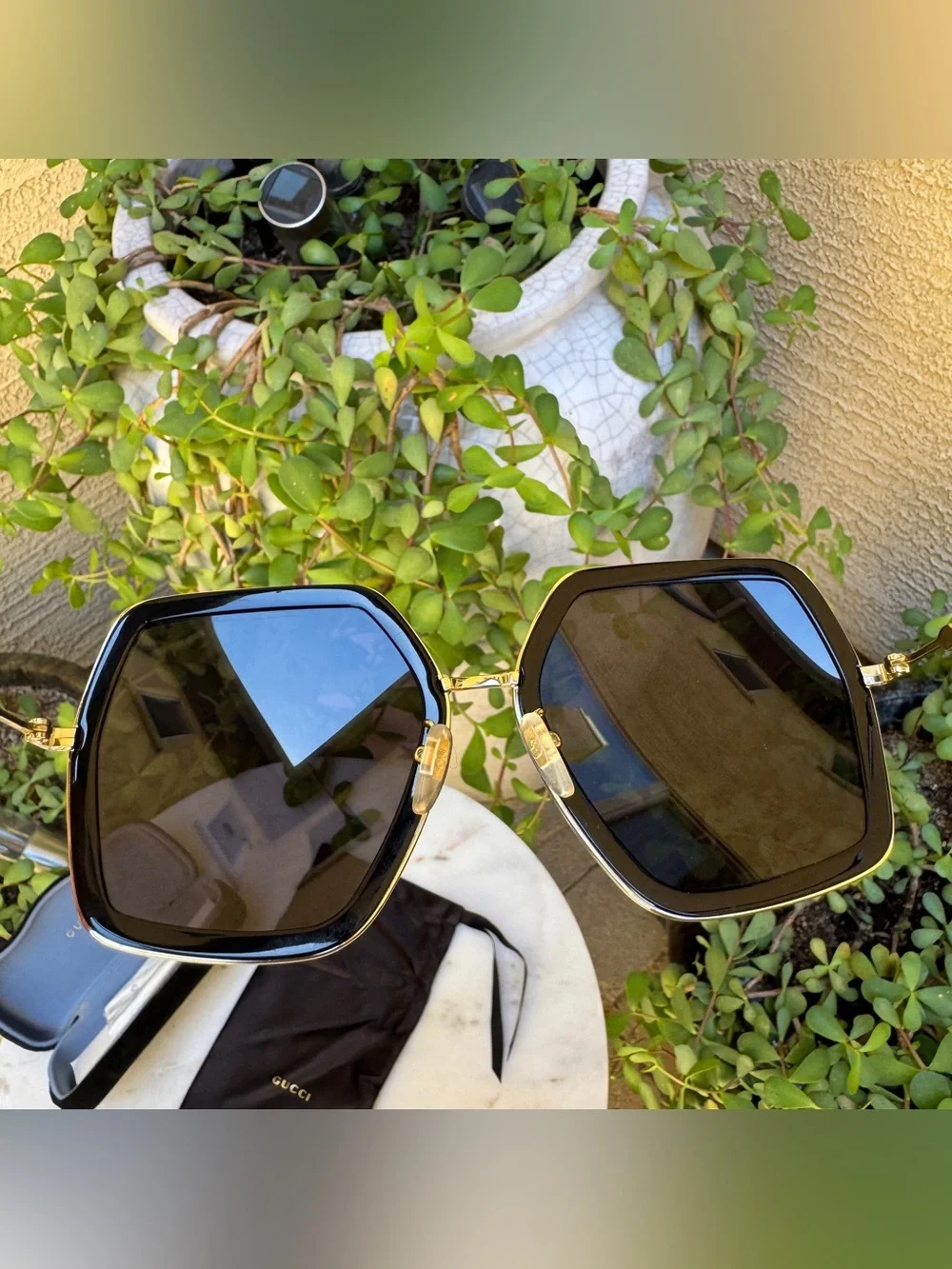 Gucci Acetate Oversize Square Frame Tortoise Sunglasses GG0106S